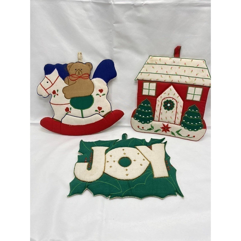 Vintage Liss Bros Philadelphia Pa Lot Of 3 Ornaments Joy House Rocking Horse